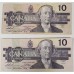 CANADA 1989 . TEN 10 DOLLAR BANKNOTES . THIESSEN / CROW . KEY SIGNATURE